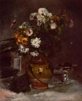 Renoir, Pierre Auguste - Flowers in a Vase and a Glass of Champagne